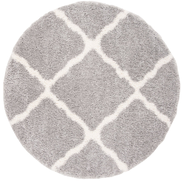 Safavieh Fontana Plush Round Shag Rug In Grey Cream — 2" Pile Soft Flokati Texture, Durable Power‑Loomed Quality 4'-0" x 4'-0" FNT821G-4R