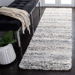 Safavieh Fontana Shag Rug - Luxurious Soft Comfort For Hallways, Elegant Design, Modern Turkish Craftsmanship Ivory ,Grey Polypropylene Pile Fnt842a-214