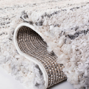 Safavieh Fontana Shag Rug - Luxurious Soft Comfort For Hallways, Elegant Design, Modern Turkish Craftsmanship Ivory ,Grey Polypropylene Pile Fnt842a-214