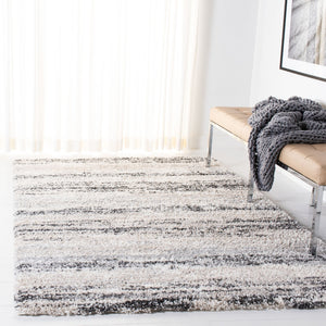 Safavieh Fontana Shag Rug - Luxurious Soft Comfort For Hallways, Elegant Design, Modern Turkish Craftsmanship Ivory ,Grey Polypropylene Pile Fnt842a-214
