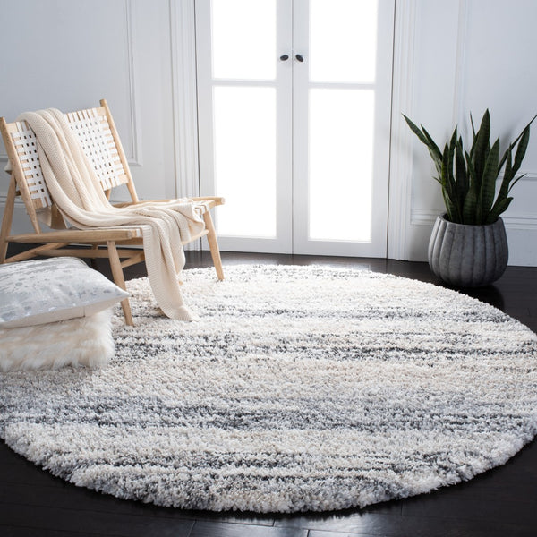 Safavieh Fontana Shag Rug - Luxurious Soft Comfort For Hallways, Elegant Design, Modern Turkish Craftsmanship Ivory ,Grey Polypropylene Pile Fnt842a-214