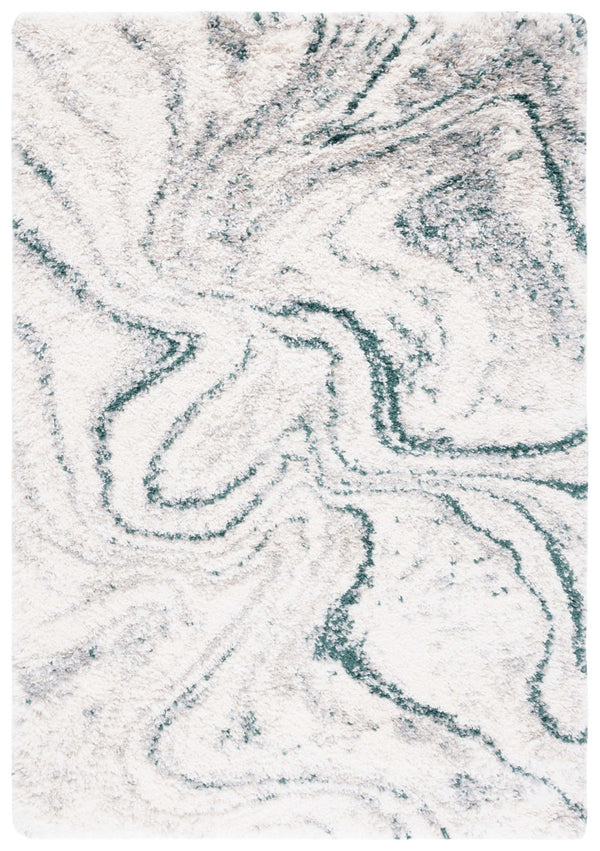 Safavieh Fontana Shag 848 FNT848 Power Loomed Shag & Flokati Rug Ivory / Green FNT848B-9