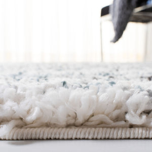 Safavieh Fontana Shag Area Rug - Luxurious Textured Design For Elegant Hallways And Modern Spaces, Turkey-made Ivory ,Teal Polypropylene Pile Fnt850b-214