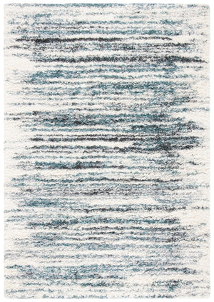 Safavieh Fontana Shag Area Rug - Luxurious Textured Design For Elegant Hallways And Modern Spaces, Turkey-made Ivory ,Teal Polypropylene Pile Fnt850b-214