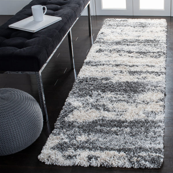 Safavieh Fontana Plush Shag Rug — High‑Low Flokati Texture In Grey & Ivory, Power‑Loomed Turkish Craftsmanship 4'-0" x 4'-0" FNT853G-4R