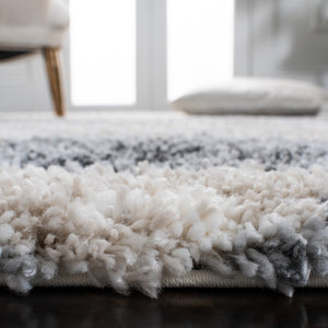 Safavieh Fontana Shag Runner Rug - Luxurious Turkish Textile With Abstract Stripes For Elegant Home Decor Grey ,Ivory Polypropylene Pile Fnt853g-214