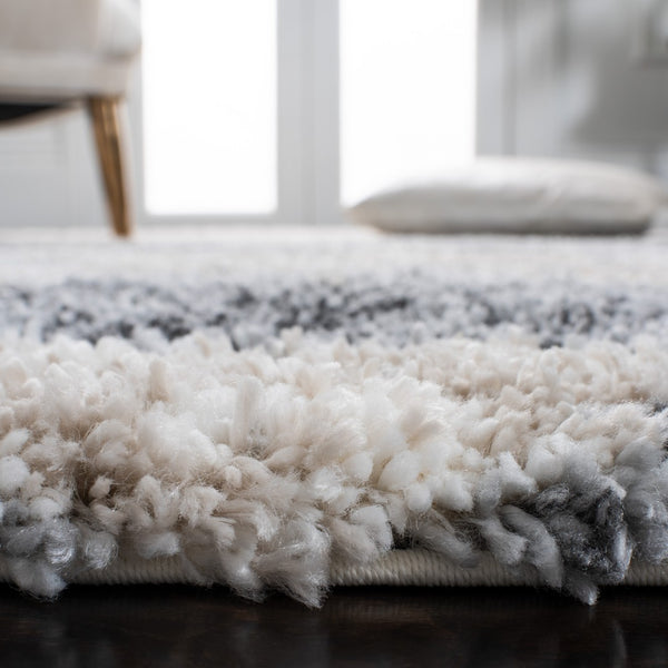 Safavieh Fontana Shag Runner Rug - Luxurious Turkish Textile With Abstract Stripes For Elegant Home Decor Grey ,Ivory Polypropylene Pile Fnt853g-214