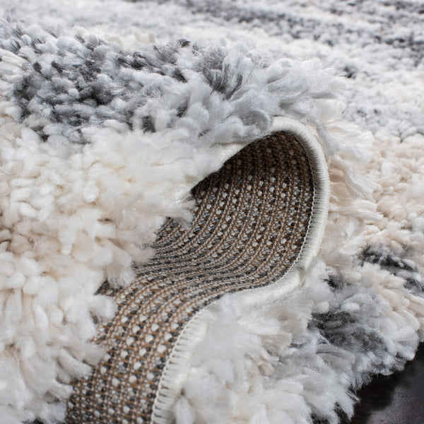 Safavieh Fontana Shag Runner Rug - Luxurious Turkish Textile With Abstract Stripes For Elegant Home Decor Grey ,Ivory Polypropylene Pile Fnt853g-214