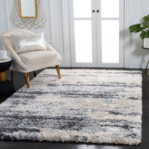 Safavieh Fontana Plush Shag Rug — High‑Low Flokati Texture In Grey & Ivory, Power‑Loomed Turkish Craftsmanship 4'-0" x 4'-0" FNT853G-4R