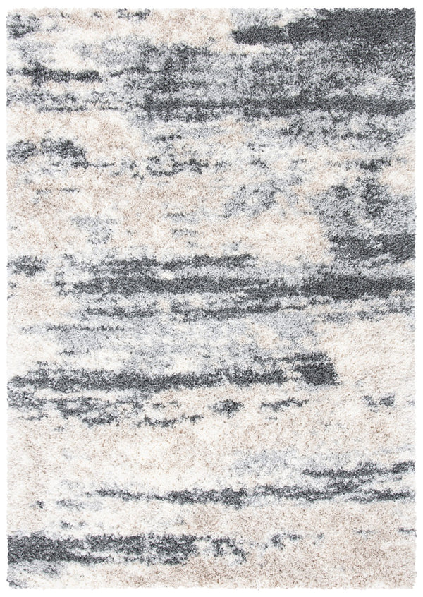 Safavieh Fontana Shag Runner Rug - Luxurious Turkish Textile With Abstract Stripes For Elegant Home Decor Grey ,Ivory Polypropylene Pile Fnt853g-214