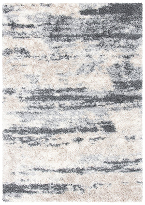 Safavieh Fontana Plush Shag Rug Grey Ivory — 2" Pile, Power-Loomed Turkish Comfort Rug For Cozy Modern Homes 4'-0" x 4'-0" FNT853G-4SQ