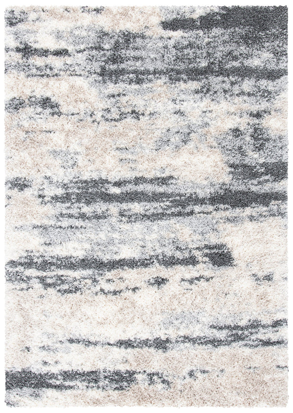 Safavieh Fontana Plush Shag Rug Grey Ivory — 2" Pile, Power-Loomed Turkish Comfort Rug For Cozy Modern Homes 4'-0" x 4'-0" FNT853G-4SQ