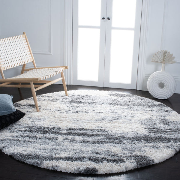 Safavieh Fontana Shag Runner Rug - Luxurious Turkish Textile With Abstract Stripes For Elegant Home Decor Grey ,Ivory Polypropylene Pile Fnt853g-214