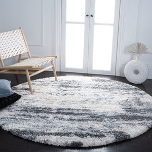 Safavieh Fontana Plush Shag Rug Grey Ivory — 2" Pile, Power-Loomed Turkish Comfort Rug For Cozy Modern Homes 4'-0" x 4'-0" FNT853G-4SQ