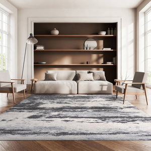 Safavieh Fontana Plush Shag Rug Grey Ivory — 2" Pile, Power-Loomed Turkish Comfort Rug For Cozy Modern Homes 4'-0" x 4'-0" FNT853G-4SQ