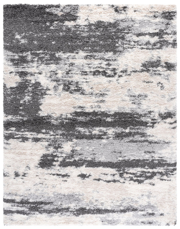Safavieh Fontana Plush Shag Rug — High‑Low Flokati Texture In Grey & Ivory, Power‑Loomed Turkish Craftsmanship 4'-0" x 4'-0" FNT853G-4R