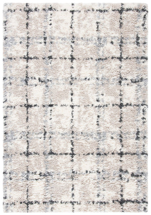 Safavieh Fontana Shag Area Rug - Luxurious Modern Geometric Design For Elegant Home Decor And Comfort Grey ,Ivory Polypropylene Pile Fnt868f-214