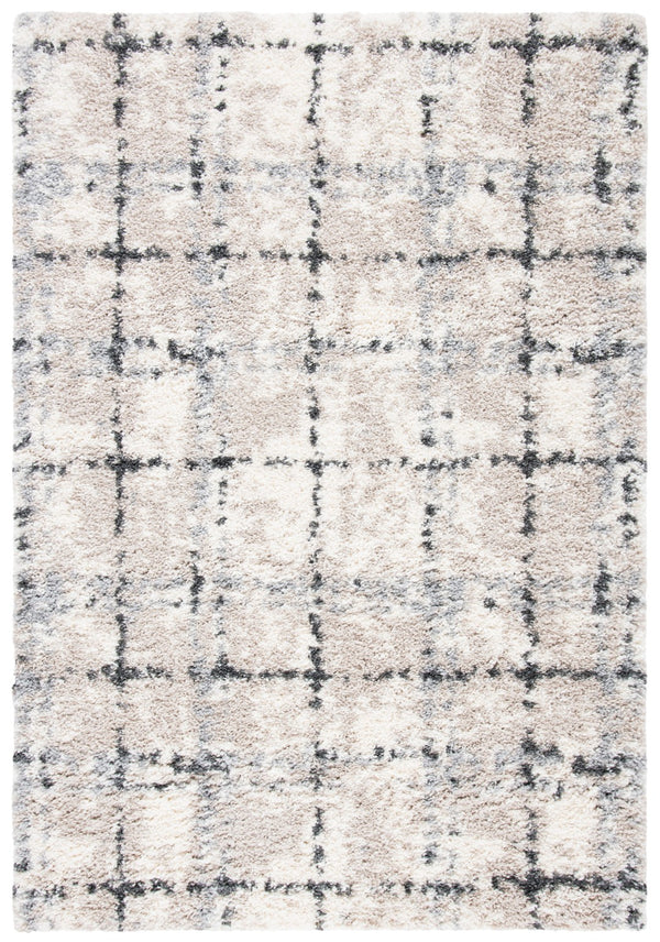 Safavieh Fontana Shag Area Rug - Luxurious Modern Geometric Design For Elegant Home Decor And Comfort Grey ,Ivory Polypropylene Pile Fnt868f-214