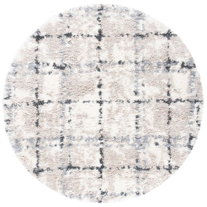 Safavieh Fontana Shag Area Rug - Luxurious Modern Geometric Design For Elegant Home Decor And Comfort Grey ,Ivory Polypropylene Pile Fnt868f-214