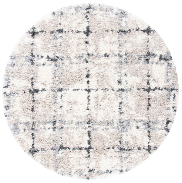 Safavieh Fontana Shag Area Rug - Luxurious Modern Geometric Design For Elegant Home Decor And Comfort Grey ,Ivory Polypropylene Pile Fnt868f-214