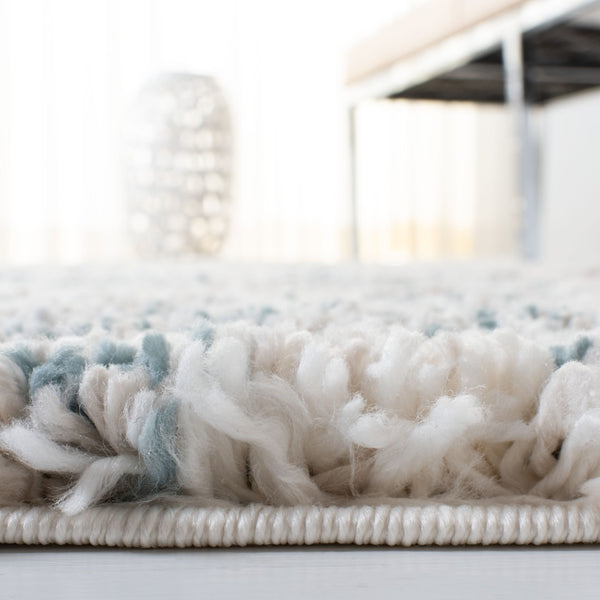 Safavieh Fontana Shag Area Rug - Elegant Modern Design, Soft Polypropylene Pile For Cozy Living Spaces Ivory ,Teal Polypropylene Pile Fnt873a-220