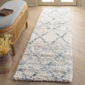 Safavieh Fontana Shag Area Rug - Cozy Moroccan Design In Soft Polypropylene For Elegant Home Décor Turquoise ,Ivory Polypropylene Pile Fnt886j-5sq