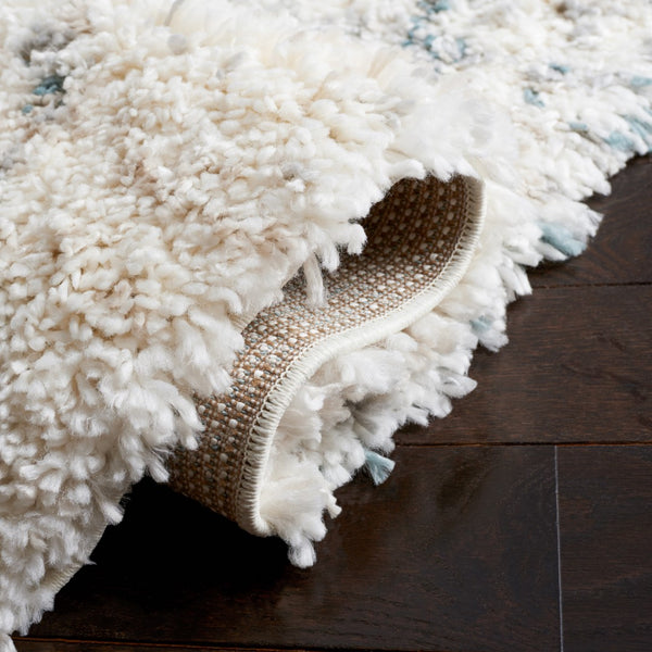 Safavieh Fontana Shag 886 Power Loomed Shag & Flokati Rug Turquoise / Ivory 5'-3" x 7'-6"