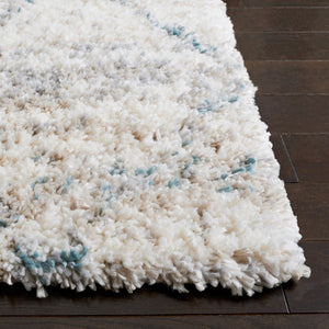 Safavieh Fontana Shag Area Rug - Cozy Moroccan Design In Soft Polypropylene For Elegant Home Décor Turquoise ,Ivory Polypropylene Pile Fnt886j-5sq