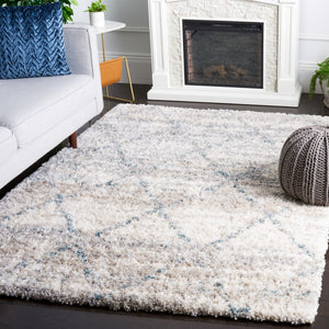 Safavieh Fontana Shag 886 Power Loomed Shag & Flokati Rug Turquoise / Ivory 5'-3" x 7'-6"