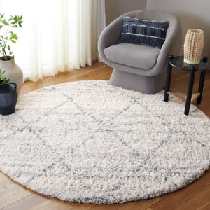 Safavieh Fontana Shag Area Rug - Cozy Moroccan Design In Soft Polypropylene For Elegant Home Décor Turquoise ,Ivory Polypropylene Pile Fnt886j-5sq