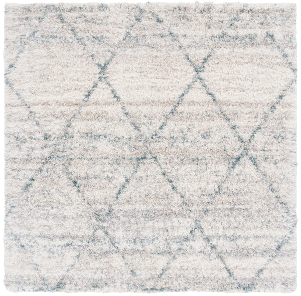 Safavieh Fontana Shag 886 Power Loomed Shag & Flokati Rug Turquoise / Ivory 6'-7" x 6'-7" Square