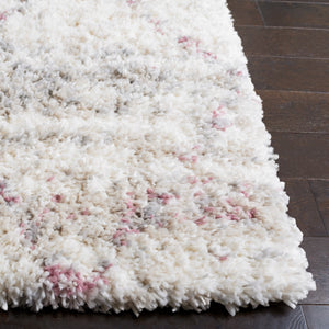 Safavieh Fontana Shag 886 Power Loomed Shag & Flokati Rug Pink / Ivory 5'-3" x 7'-6"