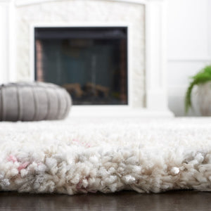 Safavieh Fontana Shag 886 Power Loomed Shag & Flokati Rug Pink / Ivory 5'-3" x 7'-6"