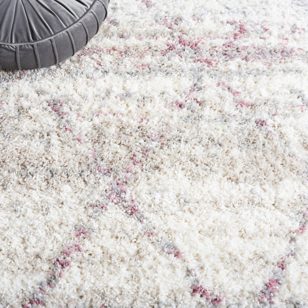 Safavieh Fontana Shag 886 Power Loomed Shag & Flokati Rug Pink / Ivory 5'-3" x 7'-6"