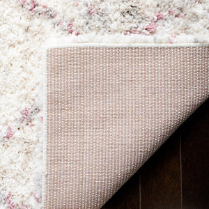 Safavieh Fontana Shag 886 Power Loomed Shag & Flokati Rug Pink / Ivory 5'-3" x 7'-6"