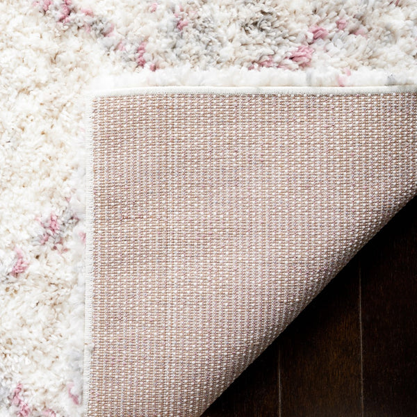 Safavieh Fontana Shag 886 Power Loomed Shag & Flokati Rug Pink / Ivory 5'-3" x 7'-6"