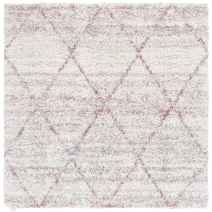 Safavieh Fontana Shag 886 Power Loomed Shag & Flokati Rug Pink / Ivory 6'-7" x 6'-7" Square