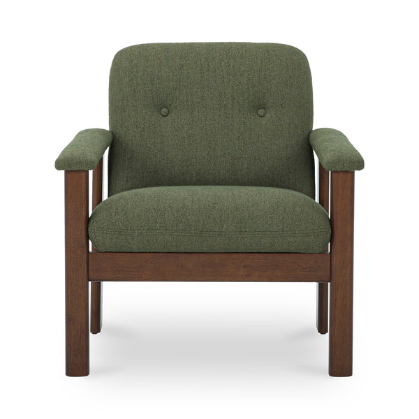 Moe's Home Parker Lounge Chair - Mid-century Modern Comfort With Eco-friendly Design And Elegant Button Tufting Green Upholstery, 100% Recycled Polyester,Mdf,Plywood,Pine,Rubberwood Fo-1000-16