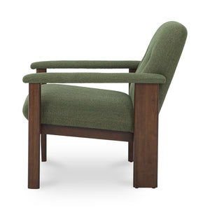 Moe's Home Parker Lounge Chair - Mid-century Modern Comfort With Eco-friendly Design And Elegant Button Tufting Green Upholstery, 100% Recycled Polyester,Mdf,Plywood,Pine,Rubberwood Fo-1000-16