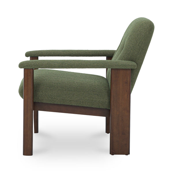 Moe's Home Parker Lounge Chair - Mid-century Modern Comfort With Eco-friendly Design And Elegant Button Tufting Green Upholstery, 100% Recycled Polyester,Mdf,Plywood,Pine,Rubberwood Fo-1000-16