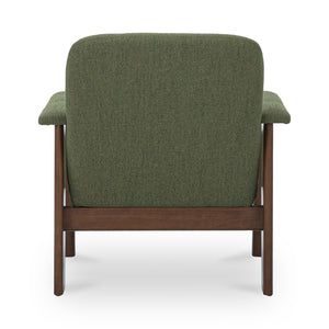 Moe's Home Parker Lounge Chair - Mid-century Modern Comfort With Eco-friendly Design And Elegant Button Tufting Green Upholstery, 100% Recycled Polyester,Mdf,Plywood,Pine,Rubberwood Fo-1000-16