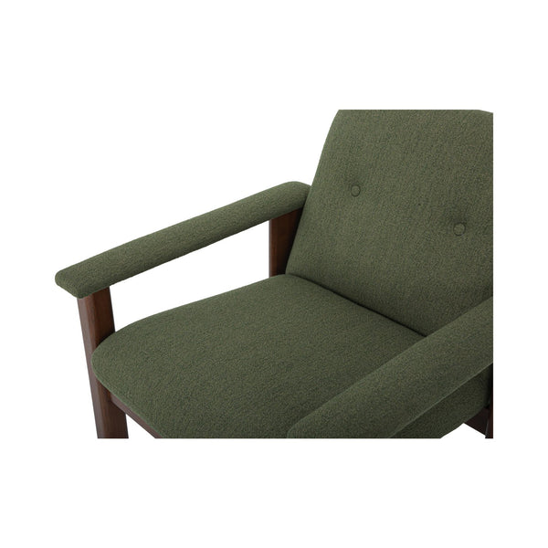 Moe's Home Parker Lounge Chair - Mid-century Modern Comfort With Eco-friendly Design And Elegant Button Tufting Green Upholstery, 100% Recycled Polyester,Mdf,Plywood,Pine,Rubberwood Fo-1000-16