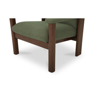 Moe's Home Parker Lounge Chair - Mid-century Modern Comfort With Eco-friendly Design And Elegant Button Tufting Green Upholstery, 100% Recycled Polyester,Mdf,Plywood,Pine,Rubberwood Fo-1000-16