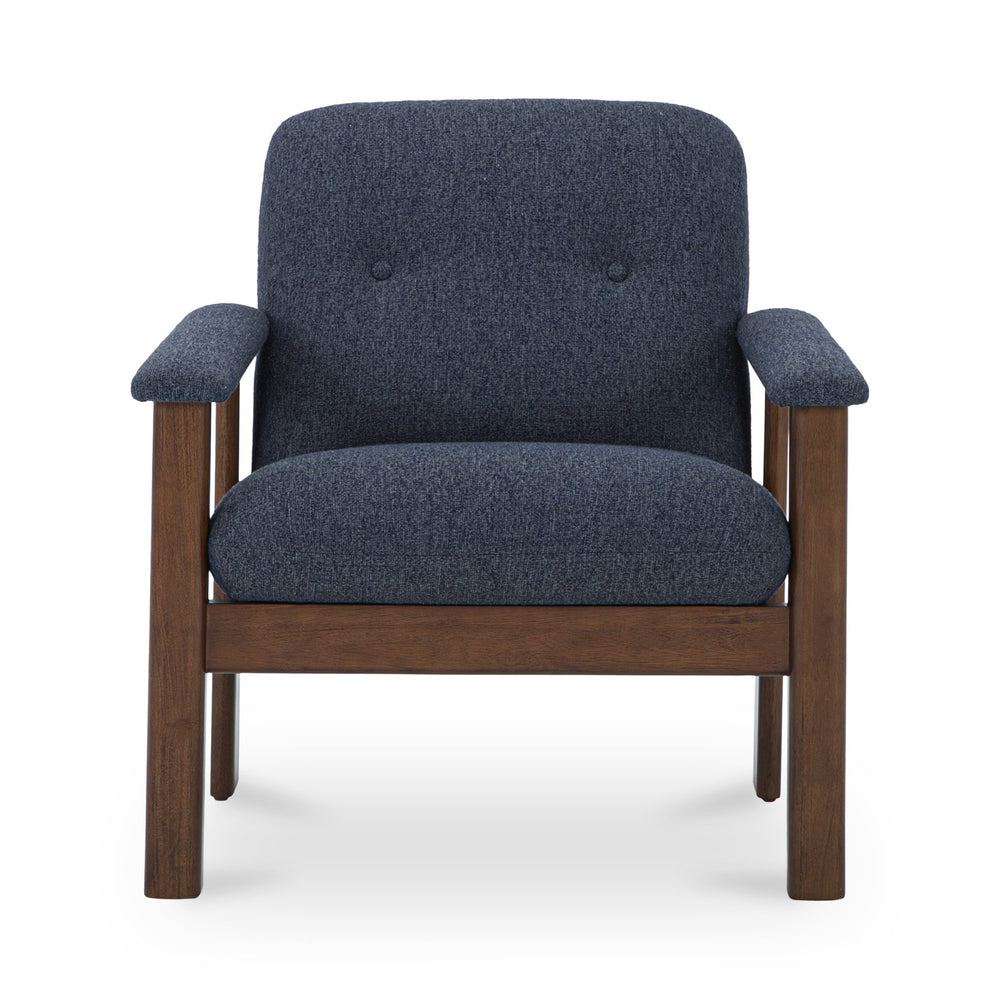Moe's Home Parker Lounge Chair - Mid-century Modern Comfort With Eco-friendly Design And Elegant Button Tufting Blue Upholstery, Recycled 100% Polyester,Frame, Mdf,Plywood,Pine Fo-1000-19