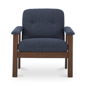 Moe's Home Parker Lounge Chair - Mid-century Modern Comfort With Eco-friendly Design And Elegant Button Tufting Blue Upholstery, Recycled 100% Polyester,Frame, Mdf,Plywood,Pine Fo-1000-19