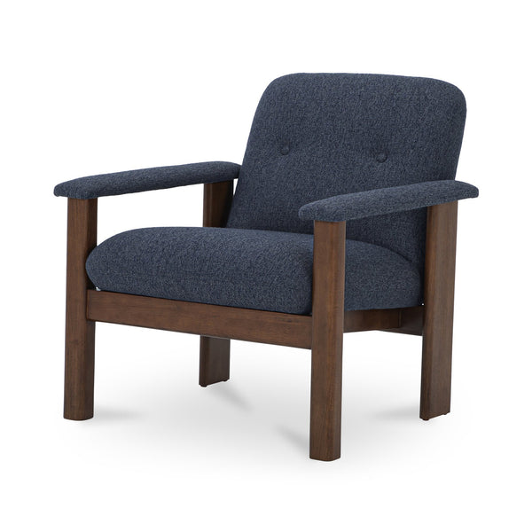 Moe's Home Parker Lounge Chair - Mid-century Modern Comfort With Eco-friendly Design And Elegant Button Tufting Blue Upholstery, Recycled 100% Polyester,Frame, Mdf,Plywood,Pine Fo-1000-19