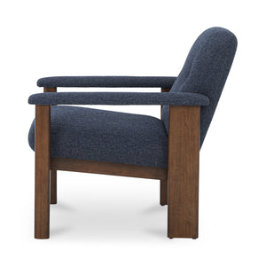 Moe's Home Parker Lounge Chair - Mid-century Modern Comfort With Eco-friendly Design And Elegant Button Tufting Blue Upholstery, Recycled 100% Polyester,Frame, Mdf,Plywood,Pine Fo-1000-19