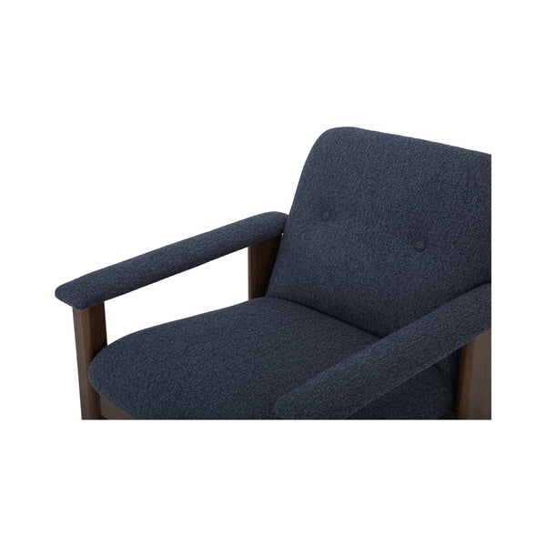 Moe's Home Parker Lounge Chair - Mid-century Modern Comfort With Eco-friendly Design And Elegant Button Tufting Blue Upholstery, Recycled 100% Polyester,Frame, Mdf,Plywood,Pine Fo-1000-19
