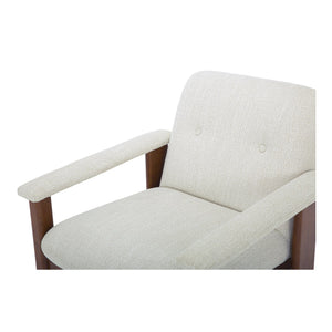 Moe's Home Parker Lounge Chair - Mid-century Modern Comfort With Eco-friendly Design And Elegant Button Tufting Beige Upholstery, Recycled 100% Polyester,Frame, Mdf,Plywood,Pine Fo-1000-34