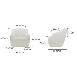 Moe's Home Stevie Lounge Chair - High Back Comfort With Soft Upholstery For Ultimate Relaxation And Style White Upholstery, 50% Recycled Polyester,50% Polyester,Frame, Mdf,Plywood,Pine Fo-1001-05